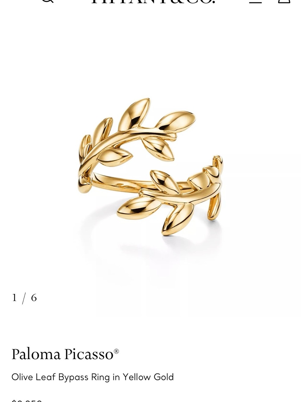 Paloma Picasso Gold Olive Leaf Wrap Ring